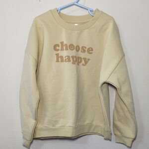 Rylee + Cru Choose Happy Crewneck Sweatshirt Butter Yellow NEW Girls Size 8-9